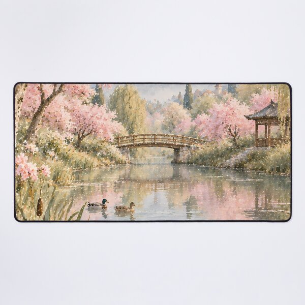 Item preview, Cottagecore Watercolour Pond Ducks Cherry Blossom Garden designed and sold by Jozefin's Studio.