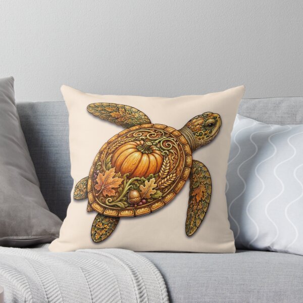 Item preview, Pumpkin Sea Turtle | Autumn Pumpkin & Fall Leaves Art | Ocean Autumn Collection designed and sold by Zaru Art Studio.