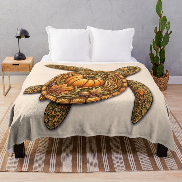 Item preview, Pumpkin Sea Turtle | Autumn Pumpkin & Fall Leaves Art | Ocean Autumn Collection designed and sold by Zaru Art Studio.