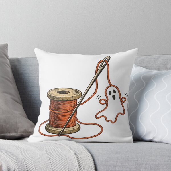 Item preview, Tiny Ghost On The Thread Retro Halloween Sewing Design designed and sold by Golden Era Studio.