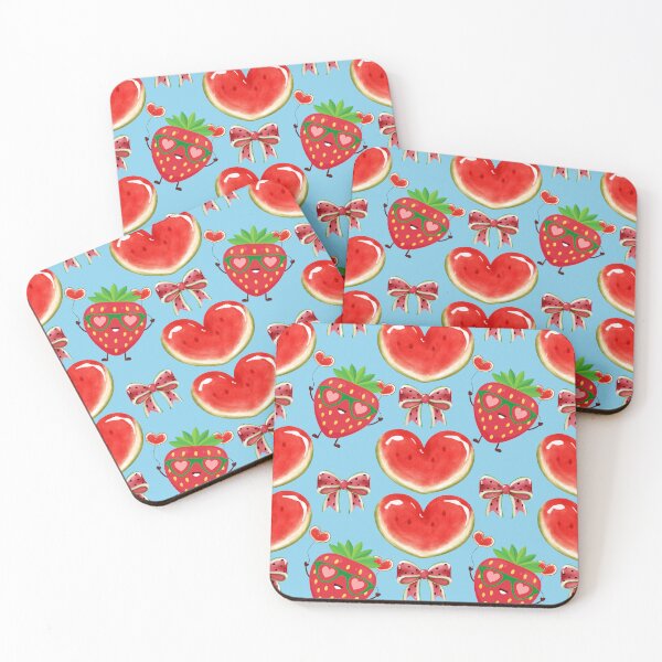 Item preview, Kawaii Watermelon Heart & Cute Strawberry Summer Pattern designed and sold by rspsp.