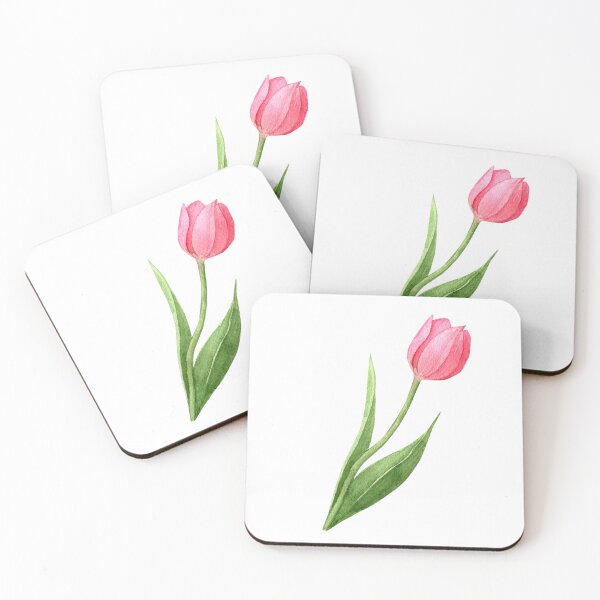 Item preview, Pink Tulip Flower with Green Leaves designed and sold by White Rabbit Design .