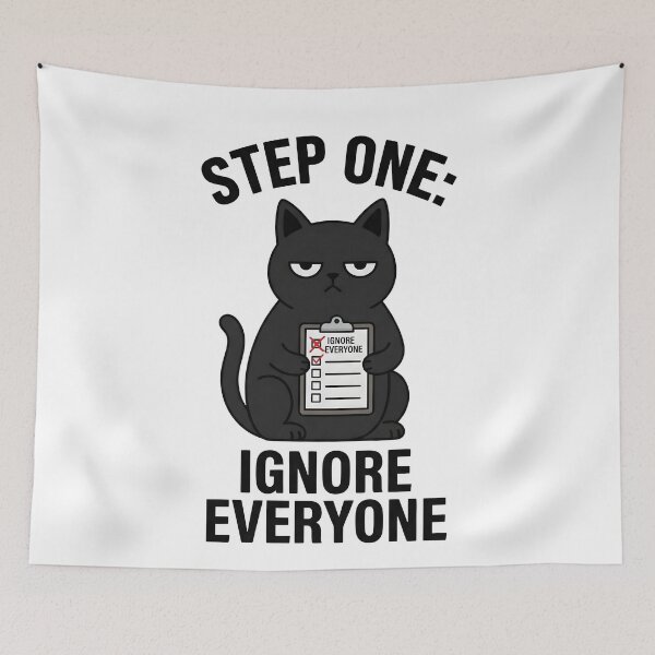 Item preview, Grumpy Black Cat Checklist Humor Illustration designed and sold by StickerNestYou.