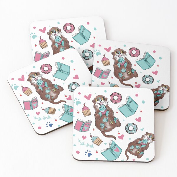 Item preview, Cute book loving otter with a cake and book.  designed and sold by KittySonder.