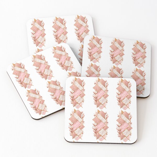 Item preview, Geometric pink shimmering marble and leaves design designed and sold by SABEHAT.