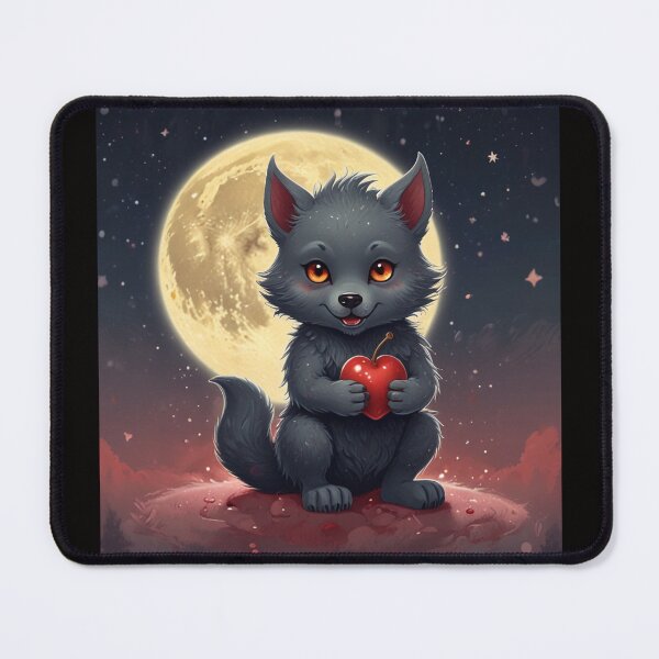 Item preview, Kawaii Werewolf with Red Heart – Cute Gothic Moonlit Halloween designed and sold by Shiwwa.