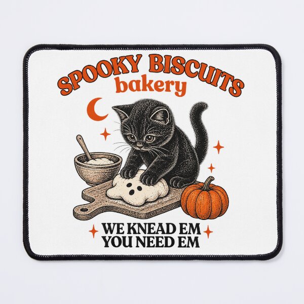 Item preview, Spooky Biscuits Bakery - Cute Black Cat Kneading Ghost Dough Halloween designed and sold by MAXIZPRINT.