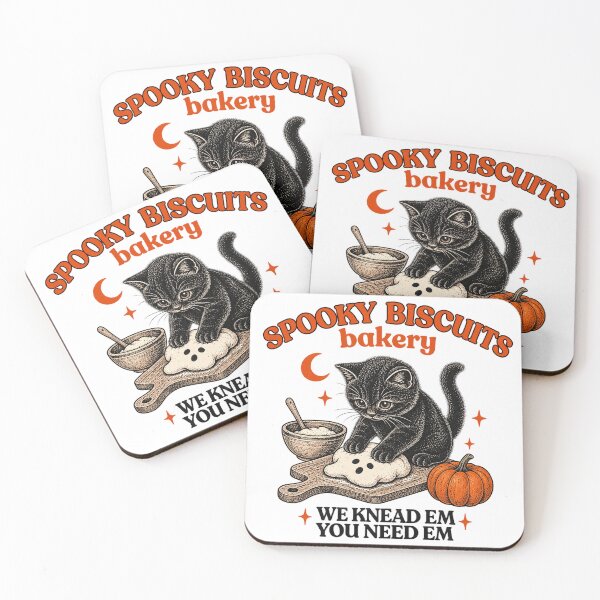 Item preview, Spooky Biscuits Bakery - Cute Black Cat Kneading Ghost Dough Halloween designed and sold by MAXIZPRINT.
