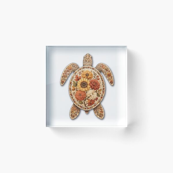 Item preview, Autumn Flower Turtle | Fall Floral & Sea Turtle Art | Ocean Autumn Collection designed and sold by Zaru Art Studio.