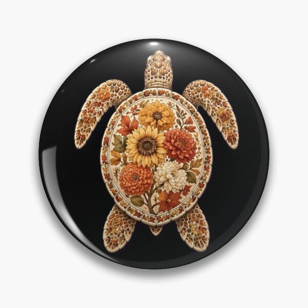 Item preview, Autumn Flower Turtle | Fall Floral & Sea Turtle Art | Ocean Autumn Collection designed and sold by Zaru Art Studio.