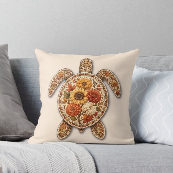 Item preview, Autumn Flower Turtle | Fall Floral & Sea Turtle Art | Ocean Autumn Collection designed and sold by Zaru Art Studio.