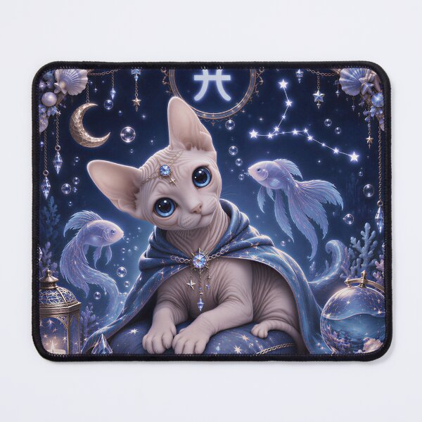 Item preview, Mystical Sphynx Pisces Cat Celestial Blue Zodiac designed and sold by Soluna Studio.