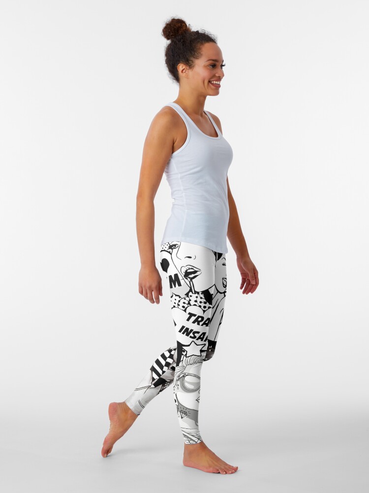 Womens Workout Yoga Lotus Leggings Black/White