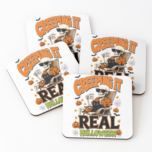 Item preview, Creeping It Real Skeleton Drinking Coffee Halloween Design designed and sold by ART BOND.
