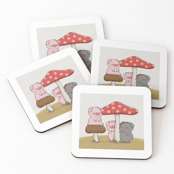 Item preview, Mushroom Pigs Cute Cottagecore Woodland Forest Graphic designed and sold by Aazrainpig.