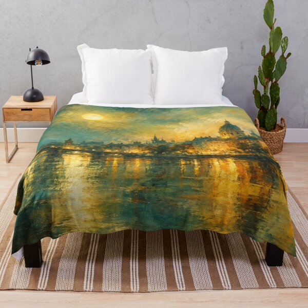 Item preview, Midnight River over Prague - Moonlit Cityscape Art designed and sold by Joey Santiago.