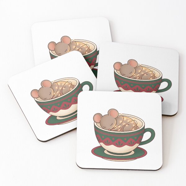 Item preview, Cozy Mouse Sleeping in a Teacup Christmas Holiday designed and sold by mindshocker.