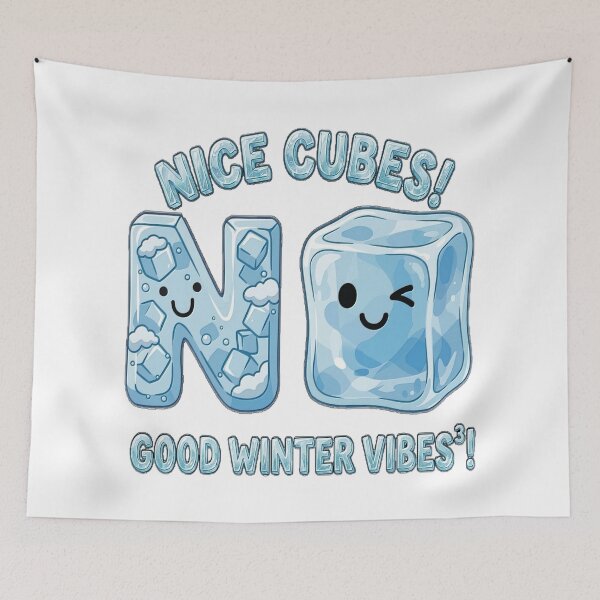 Item preview, Cute Inspirational Kawaii Puns with Funny Iced Cube And N letter | NICE CUBES! GOOD WINTER VIBES³! | Say NO To the Negative Vibes! designed and sold by Giulivo Store Graphic.