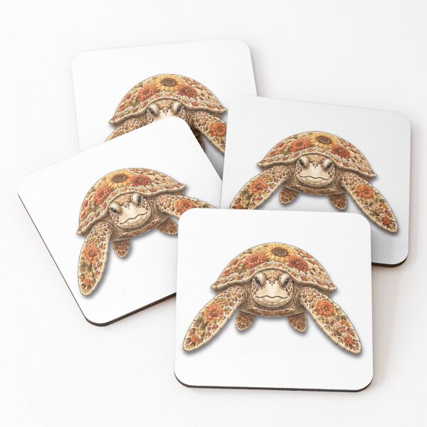 Item preview, Autumn Flower Turtle | Front View Fall Floral Turtle Art | Ocean Autumn Collection designed and sold by Zaru Art Studio.