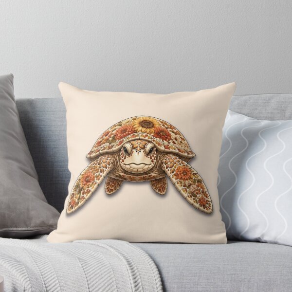 Item preview, Autumn Flower Turtle | Front View Fall Floral Turtle Art | Ocean Autumn Collection designed and sold by Zaru Art Studio.
