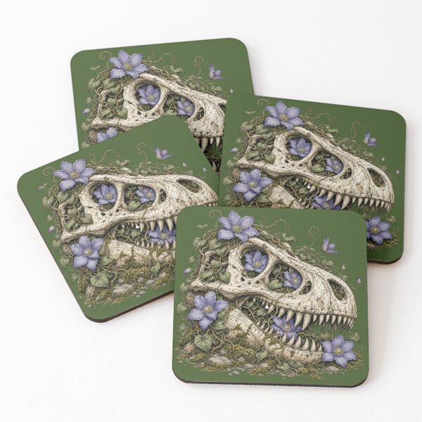 Item preview, T Rex Skull Covered in Clematis  designed and sold by cbfineart.