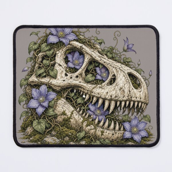 Item preview, T Rex Skull Covered in Clematis designed and sold by cbfineart.