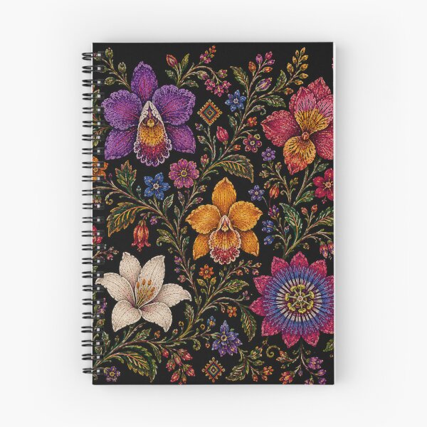 Item preview, Ecuadorian Folk Flowers – Otavalo Inspired Botanical Embroidery designed and sold by MarekoraStudio.