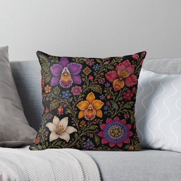 Item preview, Ecuadorian Folk Flowers – Otavalo Inspired Botanical Embroidery designed and sold by MarekoraStudio.