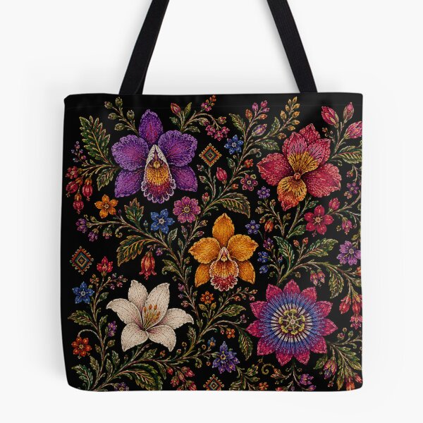 Item preview, Ecuadorian Folk Flowers – Otavalo Inspired Botanical Embroidery designed and sold by MarekoraStudio.