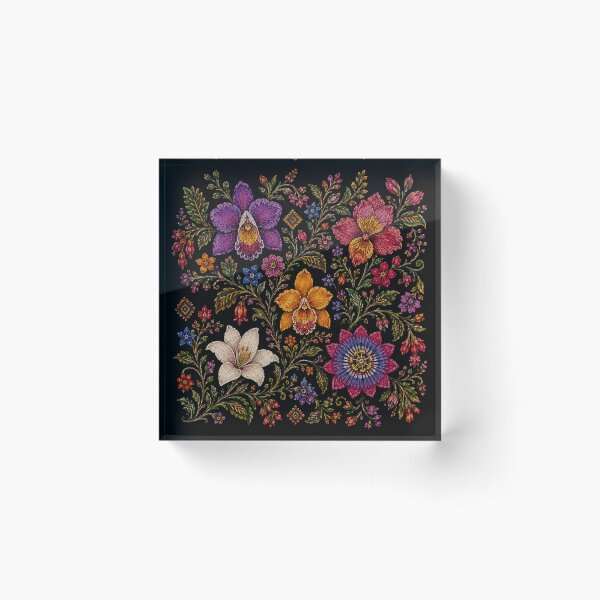 Item preview, Ecuadorian Folk Flowers – Otavalo Inspired Botanical Embroidery designed and sold by MarekoraStudio.