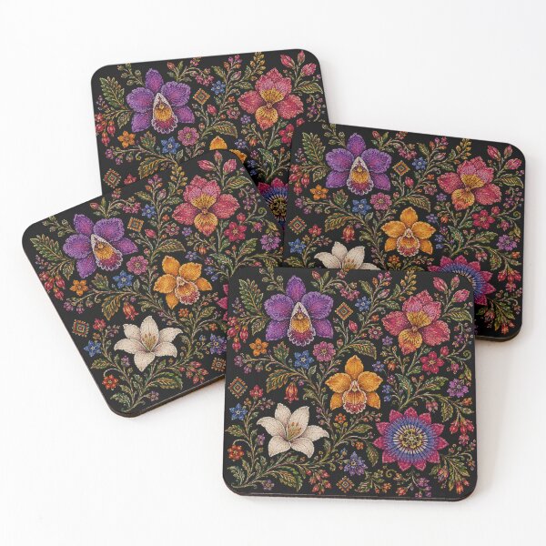 Item preview, Ecuadorian Folk Flowers – Otavalo Inspired Botanical Embroidery designed and sold by MarekoraStudio.