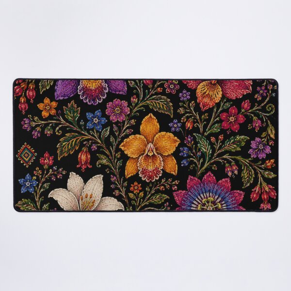 Item preview, Ecuadorian Folk Flowers – Otavalo Inspired Botanical Embroidery designed and sold by MarekoraStudio.