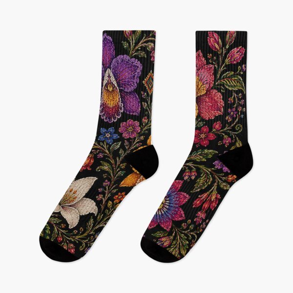 Item preview, Ecuadorian Folk Flowers – Otavalo Inspired Botanical Embroidery designed and sold by MarekoraStudio.