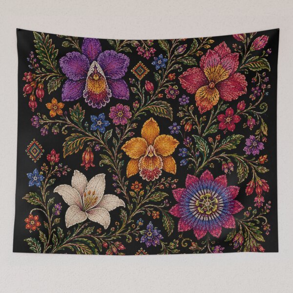 Item preview, Ecuadorian Folk Flowers – Otavalo Inspired Botanical Embroidery designed and sold by MarekoraStudio.