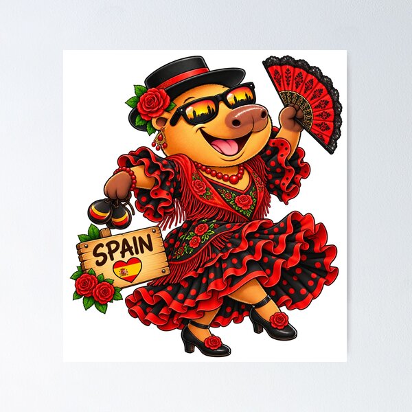Item preview, Cute Spain Capybara – Flamenco Dance Spanish Adventure designed and sold by CapybaraTravels.