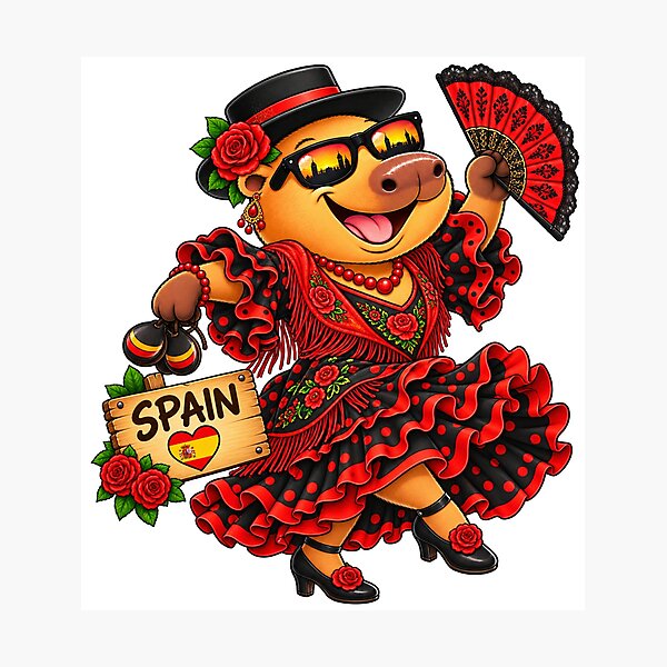 Item preview, Cute Spain Capybara – Flamenco Dance Spanish Adventure designed and sold by CapybaraTravels.
