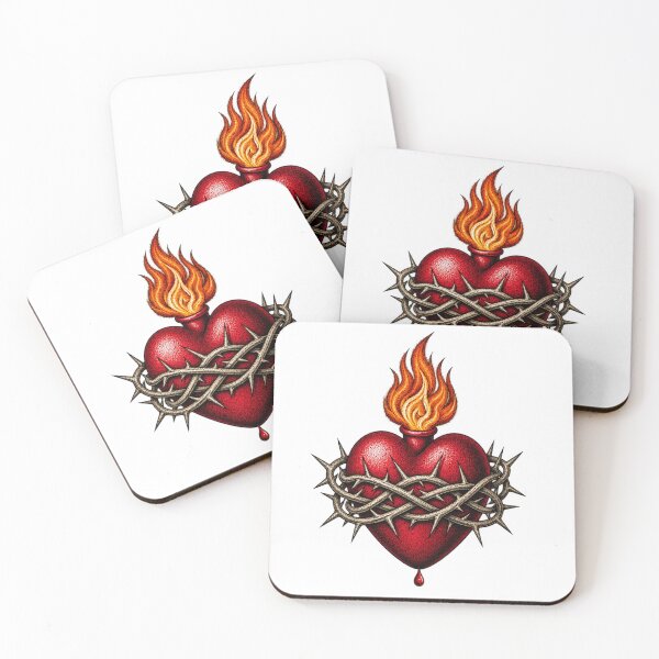 Item preview, Sacred Heart Burning Flame Crown Thorns Stippled Artwork designed and sold by Francisbb.