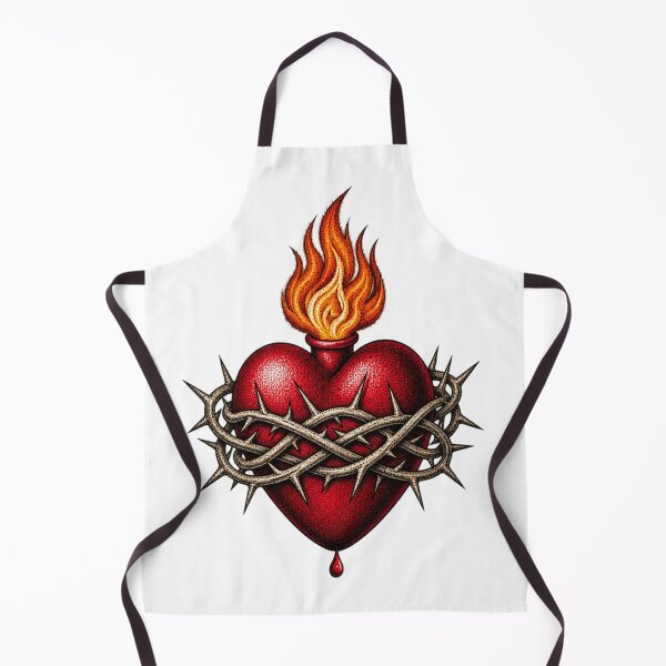 Item preview, Sacred Heart Burning Flame Crown Thorns Stippled Artwork designed and sold by Francisbb.