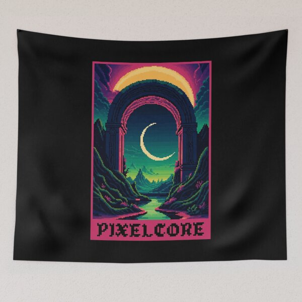 Item preview, Vaporwave Portal on a Alien Planet Pixel Art {PIXELCORE} designed and sold by PIXELCORE-TEE.