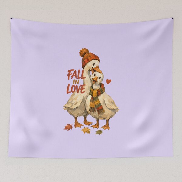 Item preview, Fall Season Goose Couple, Fall in Love designed and sold by olosra.
