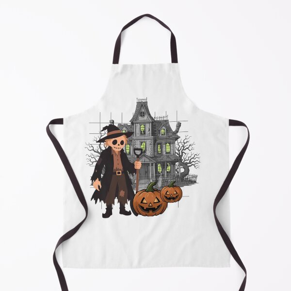 Item preview, Spooky Halloween Scarecrow & Pumpkins – Haunted House Night Art designed and sold by Palette _Vibes.