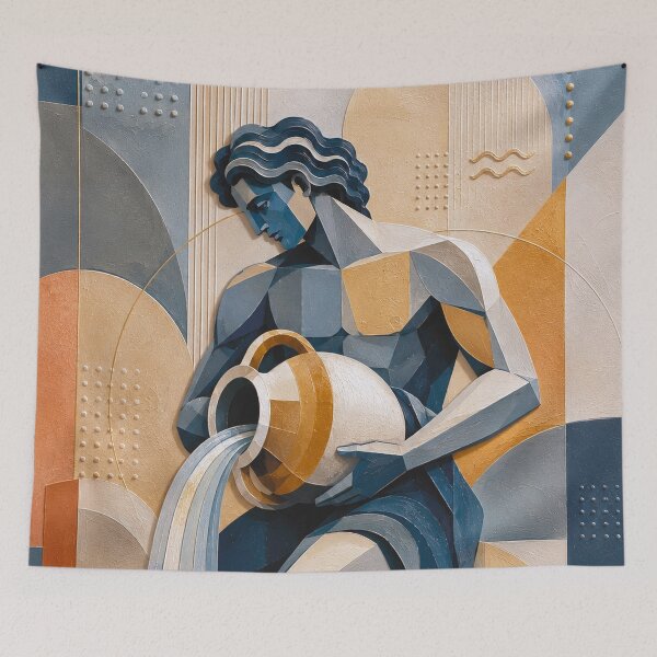 Item preview, Aquarius Zodiac Painting – Celestial Water Bearer Astrology Art designed and sold by GalleryKauffeld.