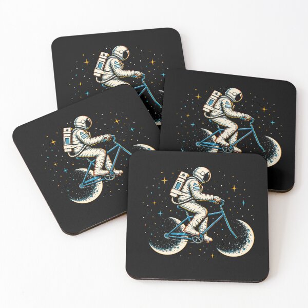 Item preview, Astronaut Riding Bicycle Through Cosmic Moonlight designed and sold by Moizento.