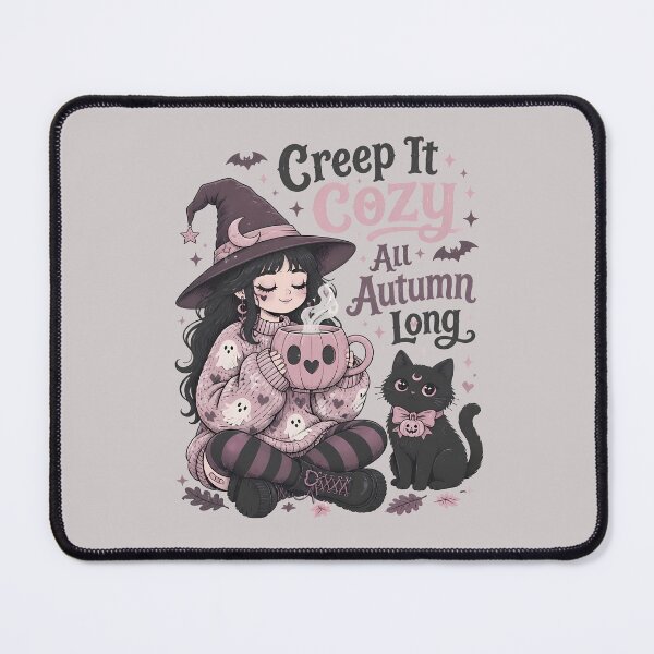 Item preview, Cozy Halloween Witch – Pastel Goth, Black Cat & Autumn designed and sold by Art-Arcade6.