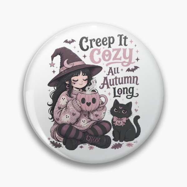 Item preview, Cozy Halloween Witch – Pastel Goth, Black Cat & Autumn designed and sold by Art-Arcade6.
