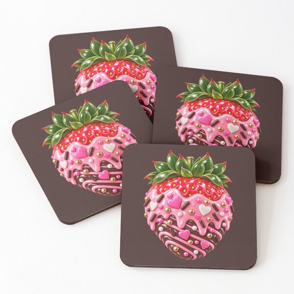 Item preview, Glazed Chocolate Strawberry with Pink Icing – Kawaii Sweet Treat designed and sold by HO•Designs.