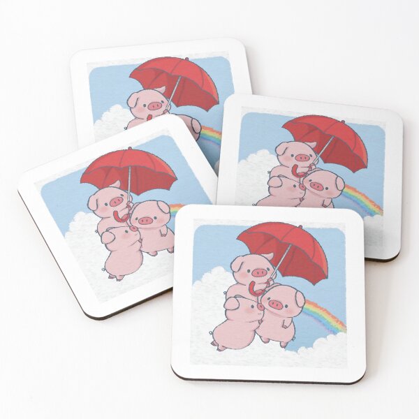Item preview, Rain Pigs Cute Red Umbrella Rainbow Cloud Graphic designed and sold by Aazrainpig.