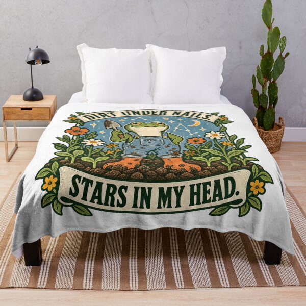 Item preview, Gardening Frog Under Starry Sky Illustration designed and sold by ODDLUME CLUB.