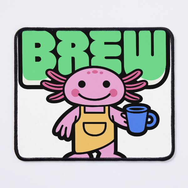 Item preview, Brew - Cute Axolotl Barista with Coffee designed and sold by BysonDesigns.