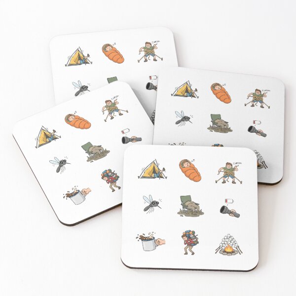 Item preview, Funny Camping Mishaps Outdoor Bloopers Hiking Humor Sticker Sheet designed and sold by mood-draftsman.